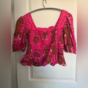 PRINTFRESH Pink Leopard Print Women's Top